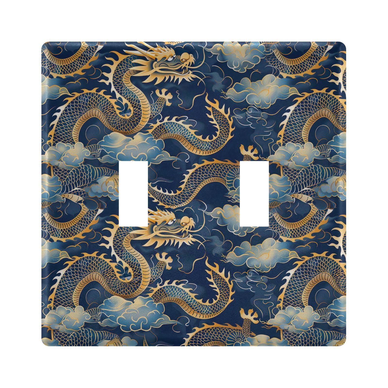 UMIRIKO Golden Dragon Pattern Light Switch Cover Plate Covers Decorative Double Toggle Home Decor 202b5852
