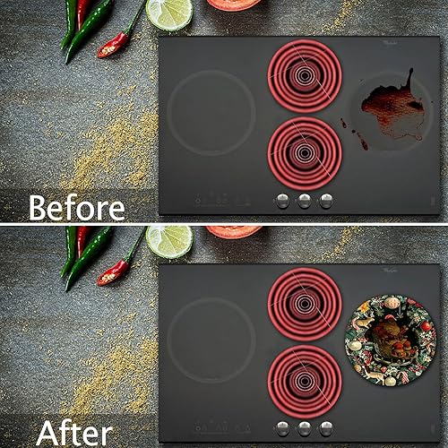 Miniatura 62 de Tucocoo Juego de 4 fundas redondas rojas para quemadores de estufa eléctrica, 8 y 10 pulgadas, cubiertas para quemadores de estufa de gas, cubierta