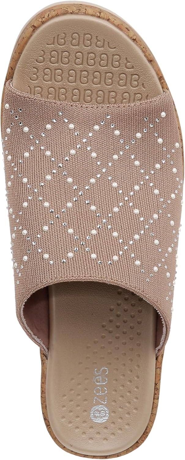 BZees Womens Royal Machine Washable Comfort Wedge Sandal Biscotti Shimmer - Image 6