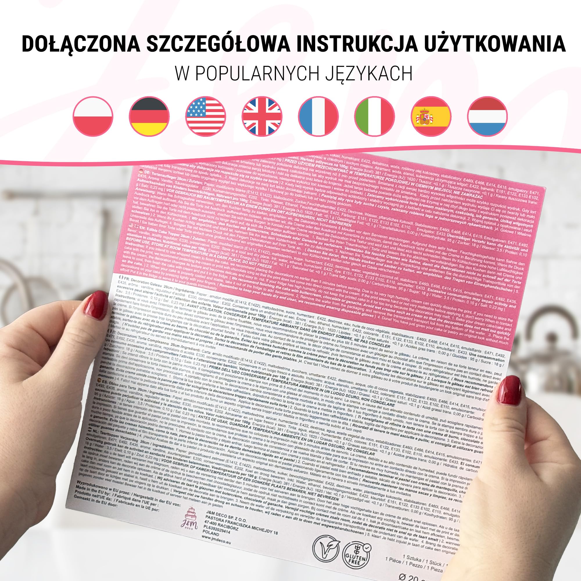 J&M DECO Opłatek na tort Gamer Ø20 cm – jadalna dekoracja urodzinowa dla dzieci – topper gamingowy z papieru opłatkowego 0,6 mm – bezglutenowy i wegański
