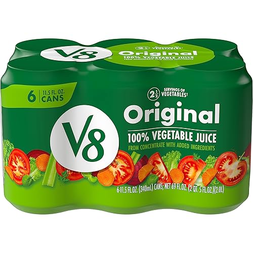 V8 Original 100% jugo de verduras, mezcla de verduras con jugo de tomate, lata de 11.5 onzas líquidas (paquete de 6)