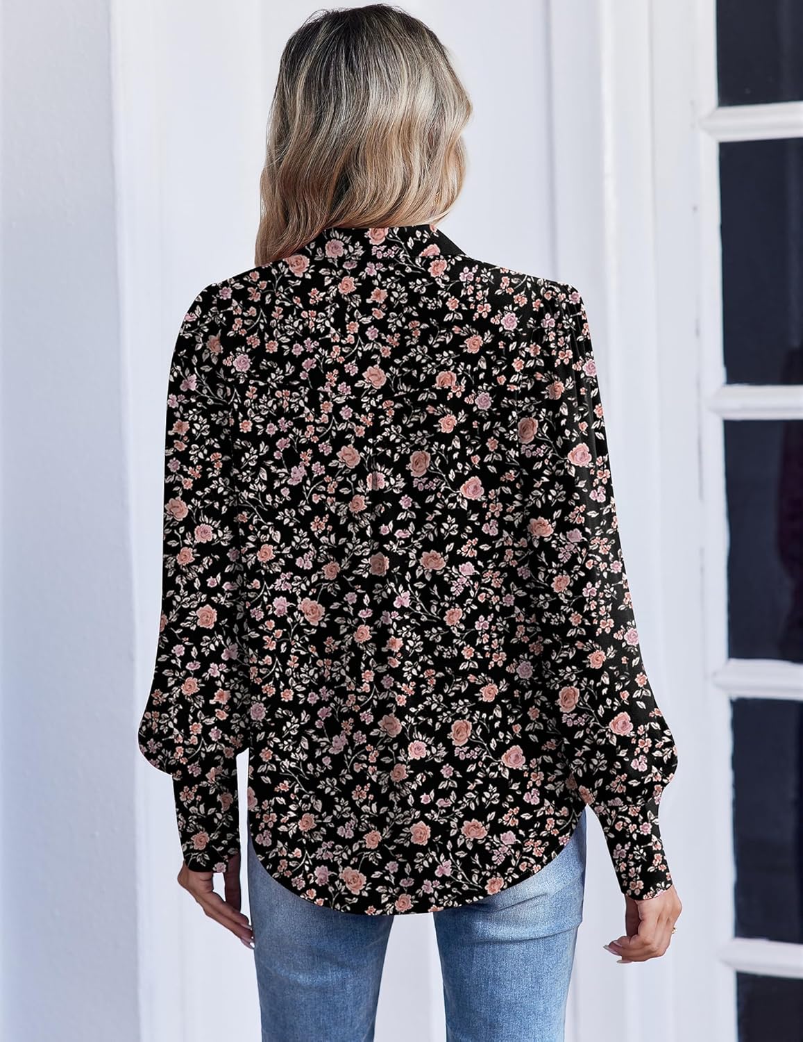 Zeagoo Women Button Down Shirts Lantern Long Sleeve Tops Business Casual Chiffon Blouses Trendy Work Clothes - Image 4