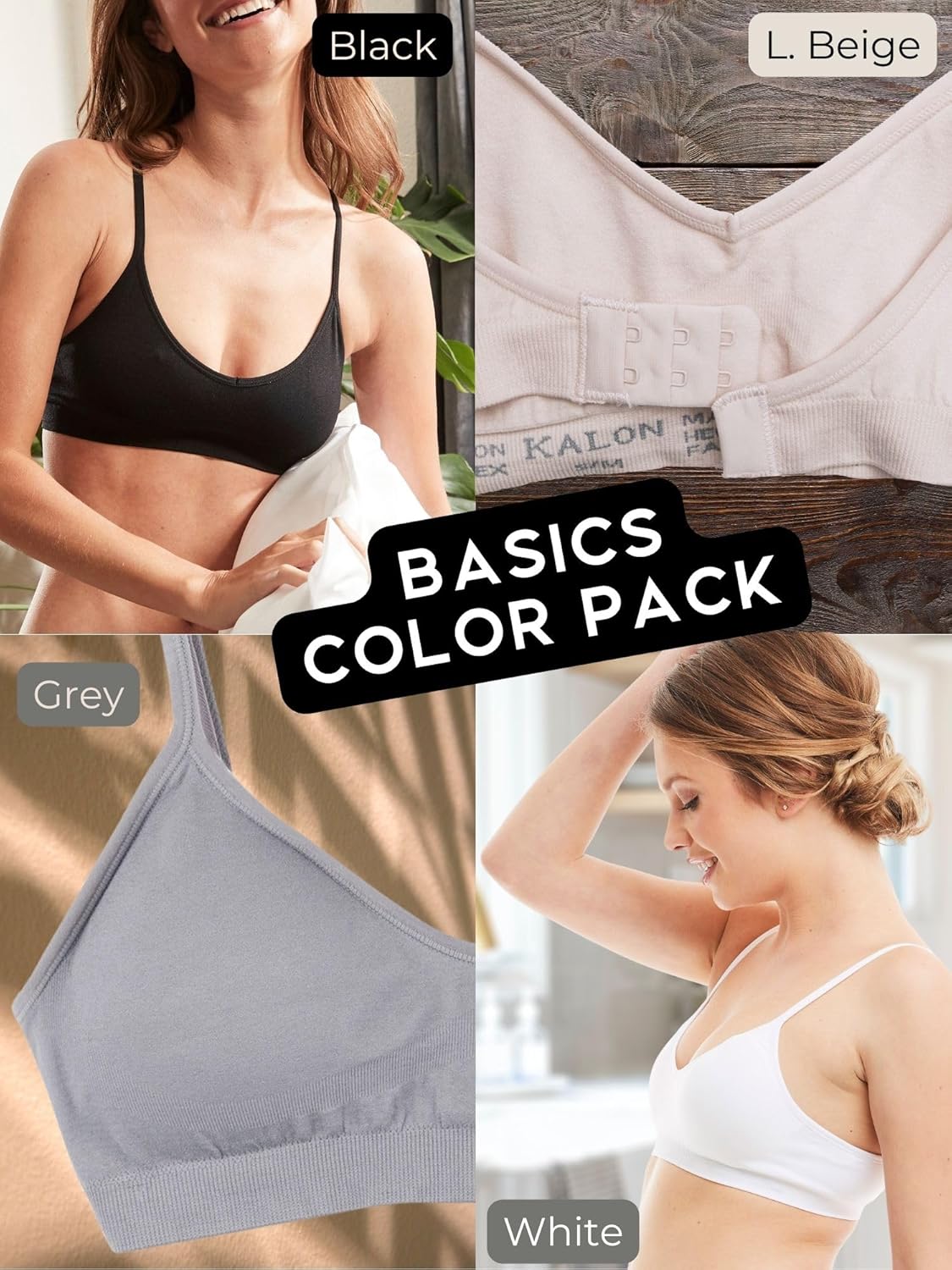 Kalon Women’s 4 Pack Demi Padded Bralette Wireless Comfortable Bra - Image 7