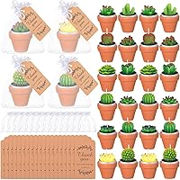 Vista 1 de MTLEE Juego de 24 velas de cactus suculentas, velas de regalo con soportes de arcilla de terracota, tarjetas de agradecimiento y bolsas de organza