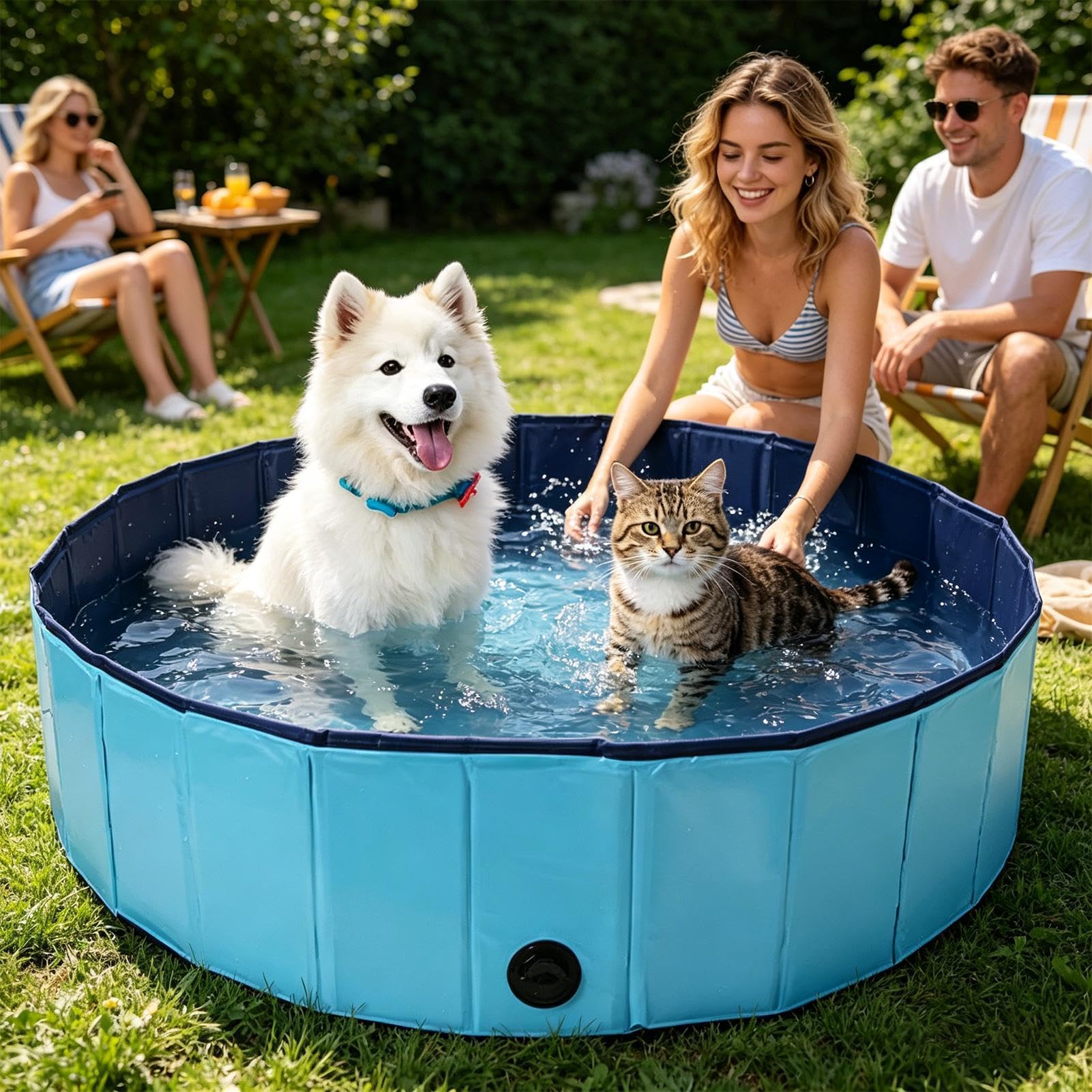 Piscina Canina Antideslizante Portátil Plegable Lavabo De 120 Por 30 | Bañera Dura Para Mascotas Adecuado En Patio Jardín Baño Interior Exterior Hogar Niños Cachorros Gatos