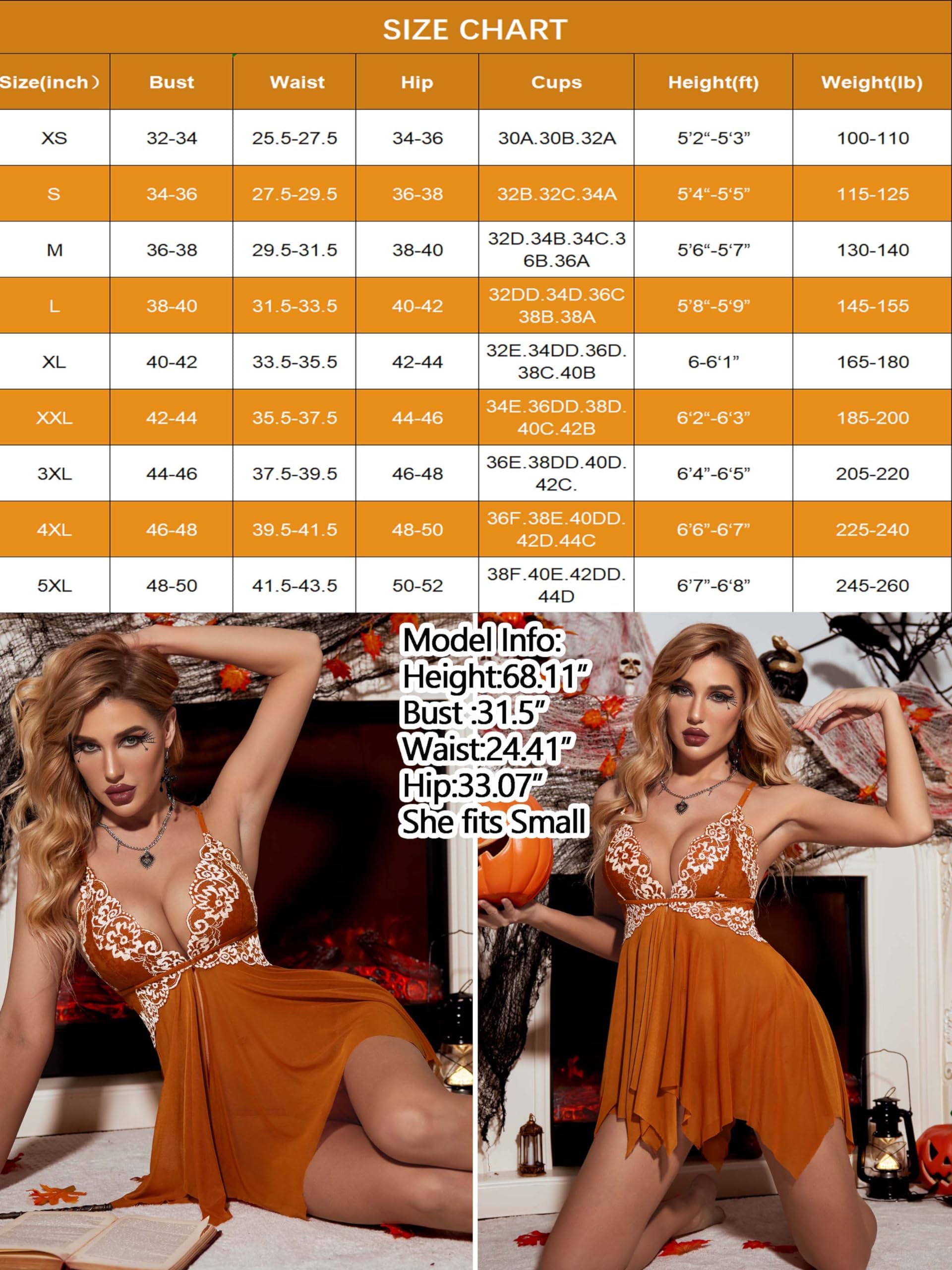 Avidlove Women Lace Lingerie Front Closure Babydoll V Neck Nightwear Sexy Chemise Nightie: Large Coppery
