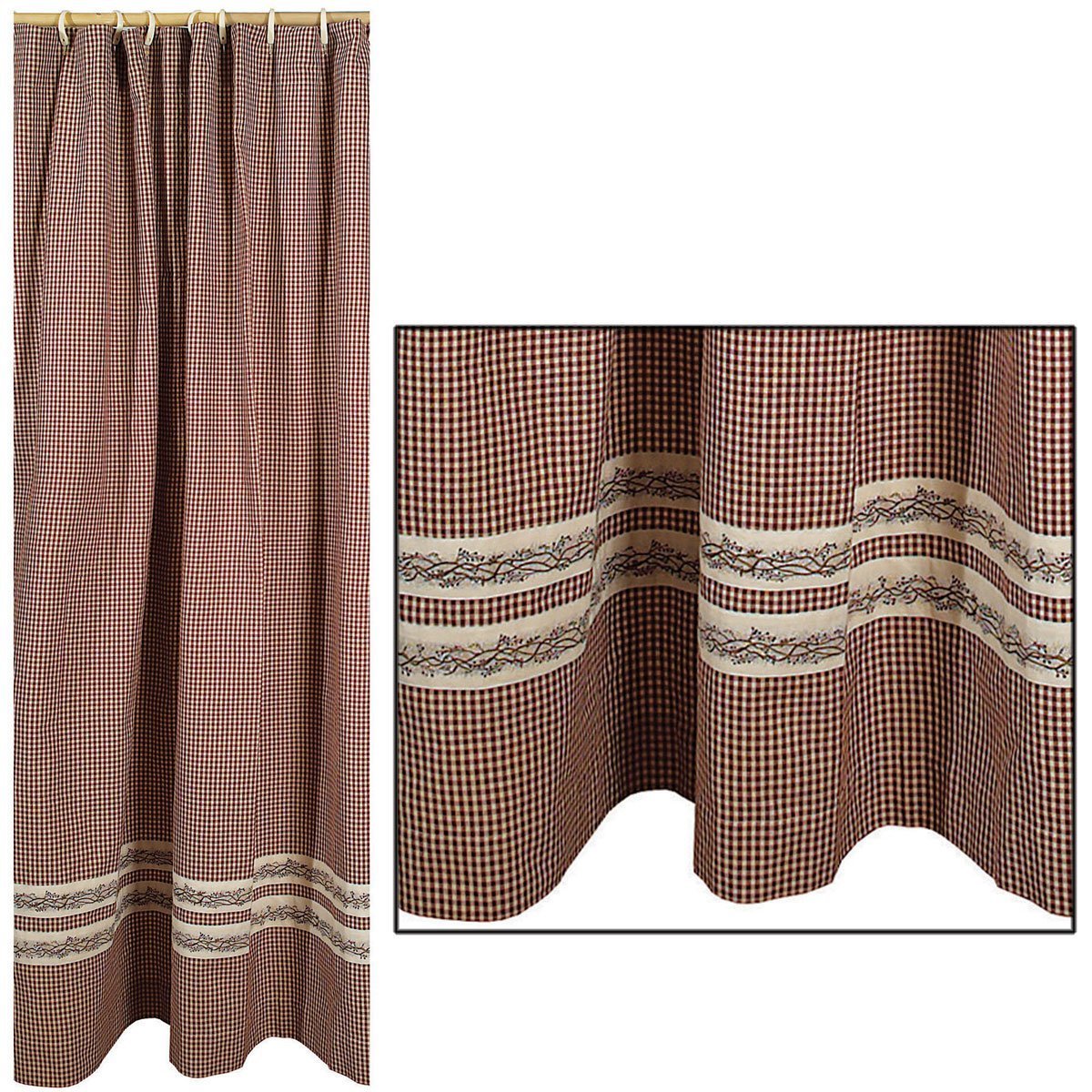 Burgundy Berry Vine Country Shower Curtain