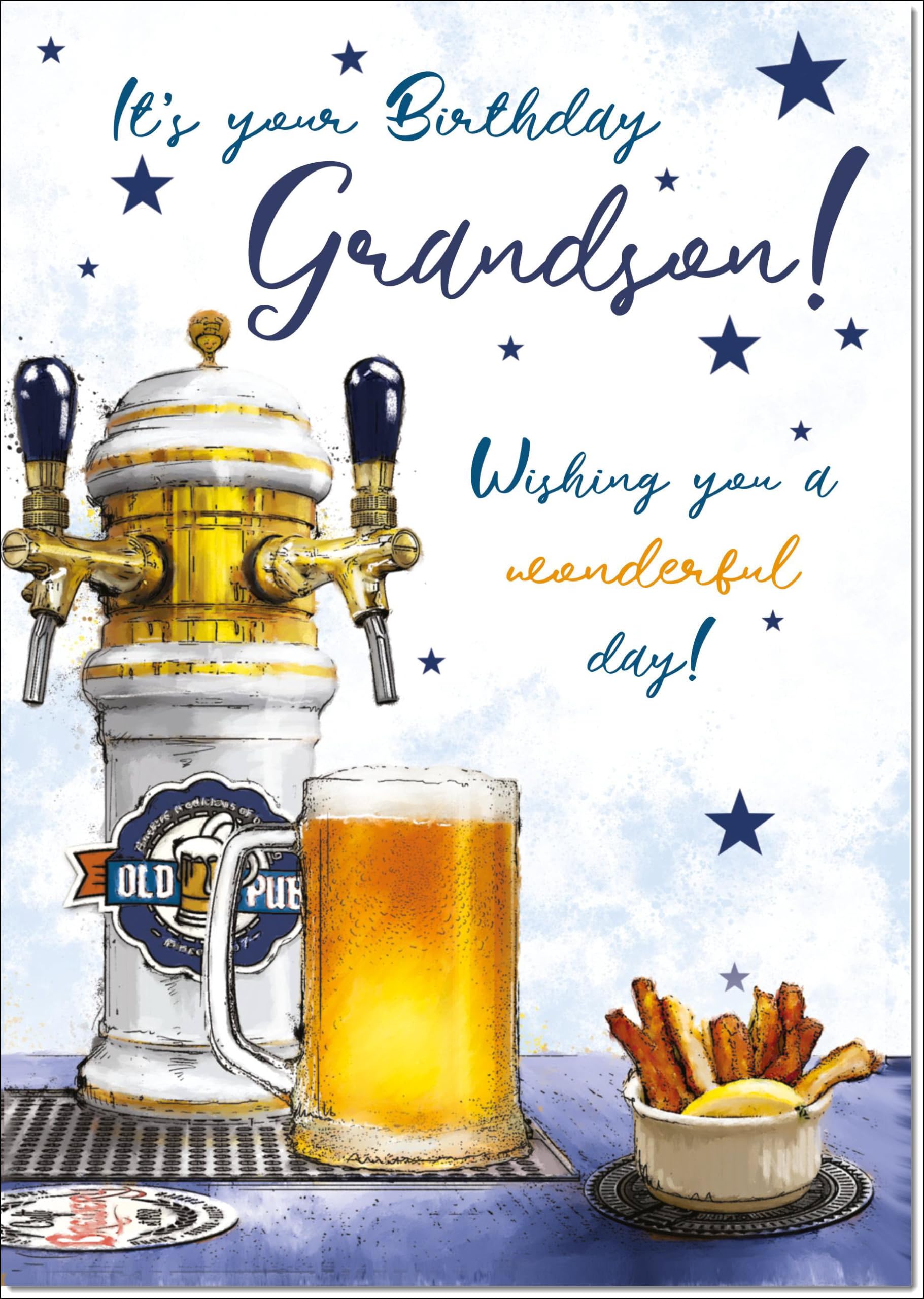 doodlecards Grandson Birthday Card Beer Tap and Pint Large A4 Size with Plain Envelope — image 1