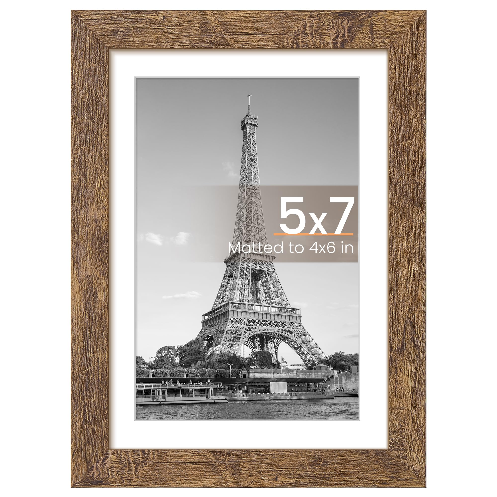 upsimples 5x7 Picture Frame, Wall Decor Photo Frames, Rustic Brown 1 Pack
