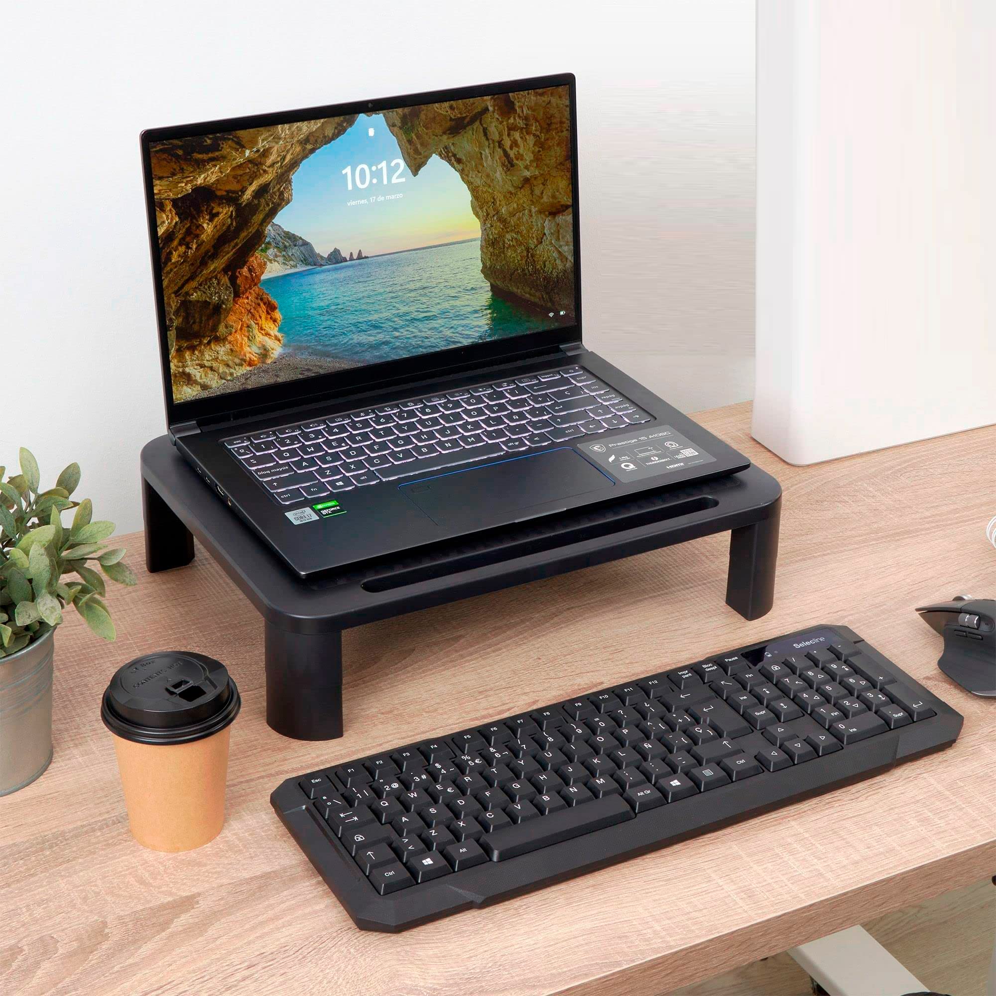 Supporto per monitor, supporto per schermo per computer e laptop regolabile in altezza con gambe rimovibili - Made in EU (1 unità)