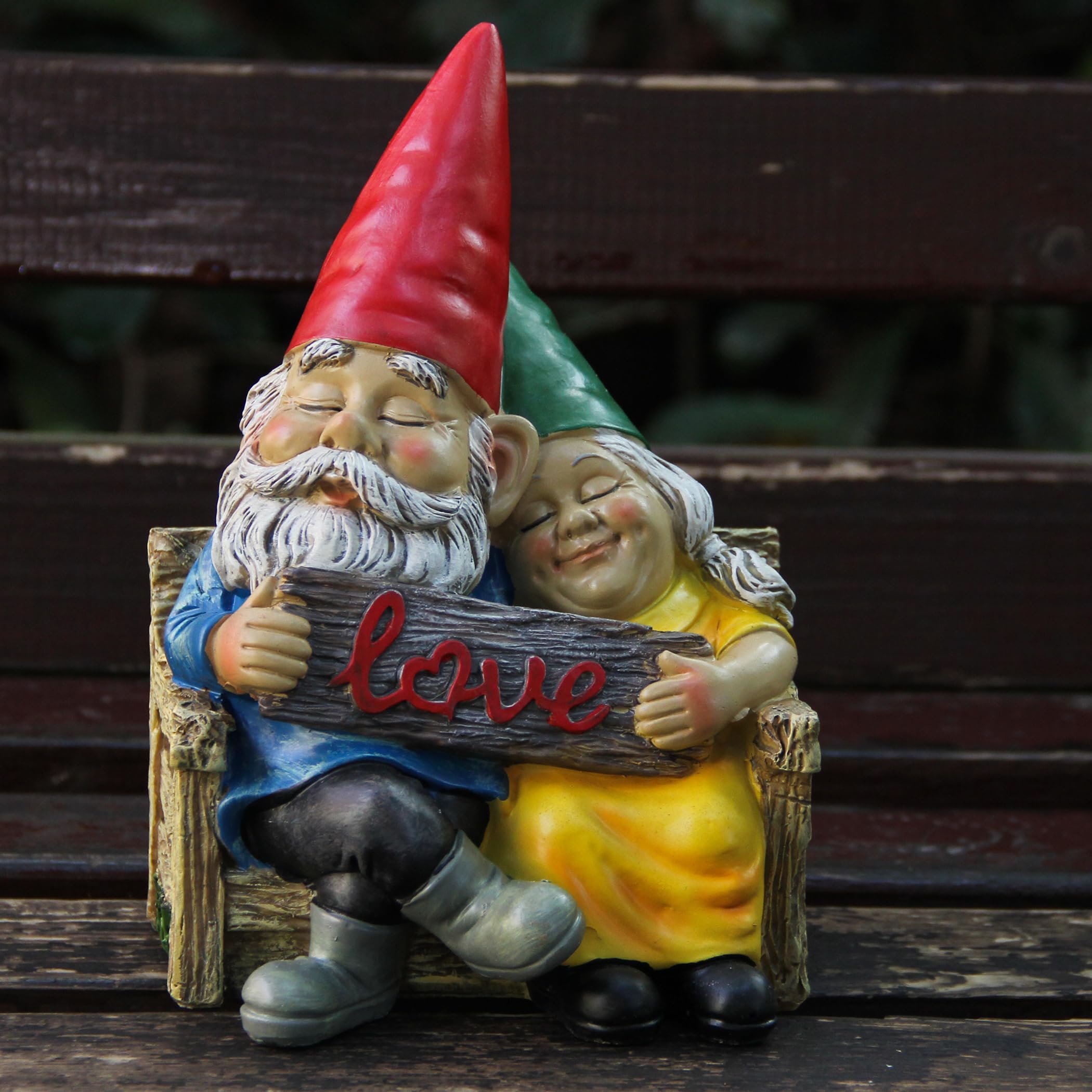 Nain de Jardin Extérieur Rigolo - Couple Amoureux sur Banc, Statue Décorative Résistante aux Intempéries, Décoration de Jardin Originale pour Balcon et Terrasse, Cadeau de Mariage et Anniversaire