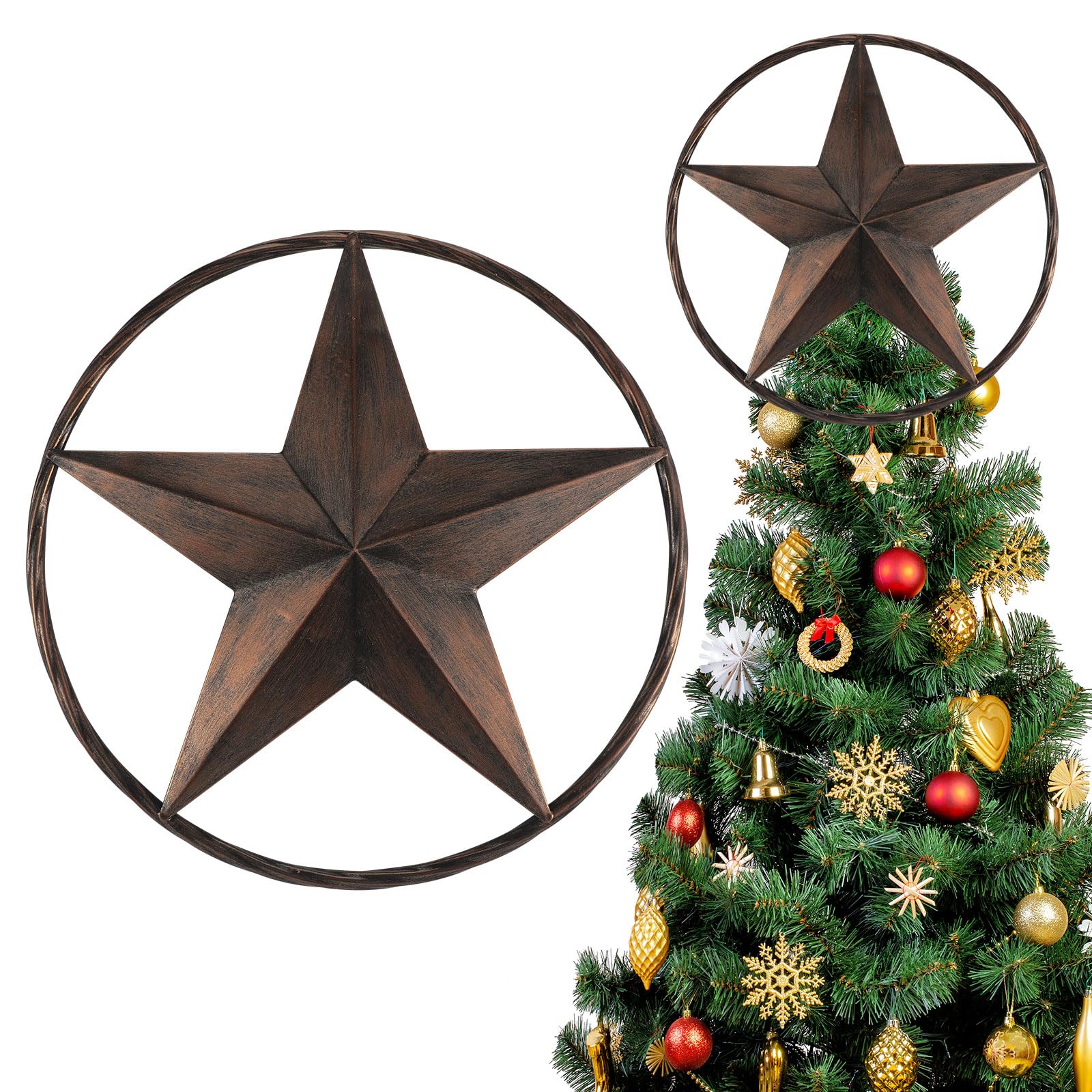 Estrella de Navidad de 11 pulgadas rústica: adorno de metal vintage de granero