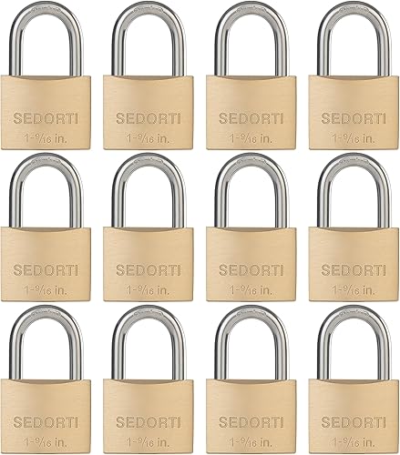 Miniatura 11 de Paquete de 12 candados con llave igual con llave # 44123, candado de latón sólido con grillete largo de acero inoxidable 304, candados resistentes a