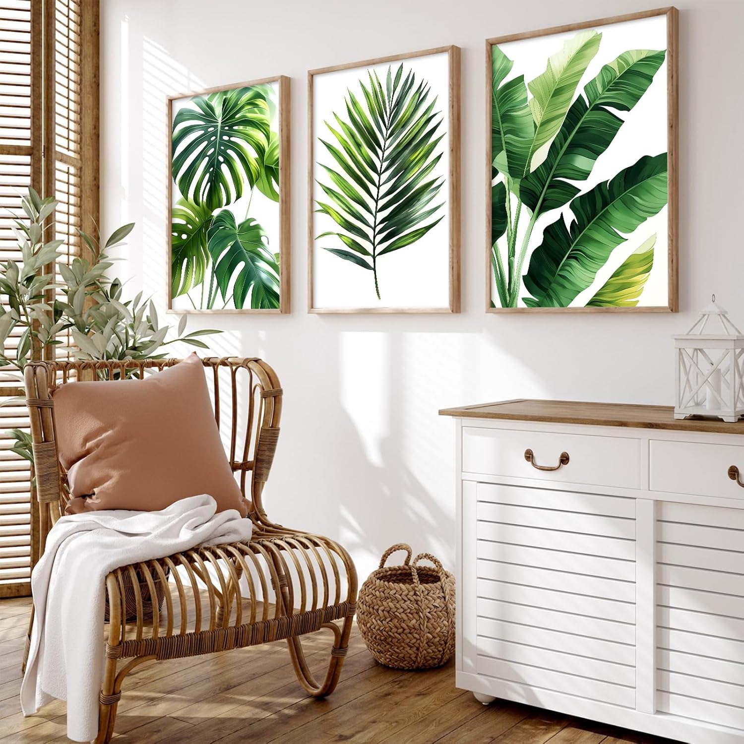 Abstract Boho Painting Mid Century Modern Pictures Boho Botanical Canvas Wall Art Neutral Abstract Posters Burnt Orange and Green Wall Art Abstract Geometric Poster Prints for Wall 16x24inch No Frame