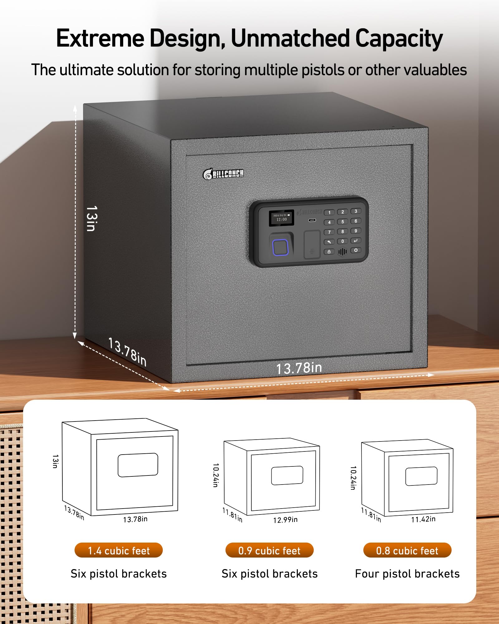 Cikonielf Coffre-fort d'empreintes digitales Coffre-fort biométrique Smart Fingerprint