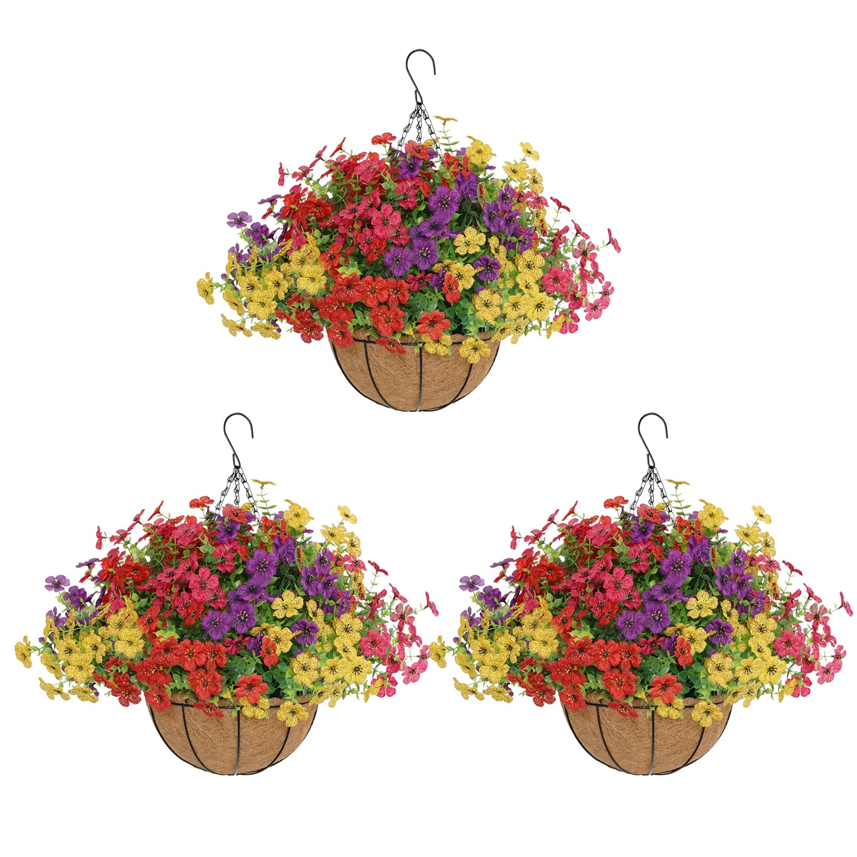 Senjie 3-Pack Artificial Hanging Flowers