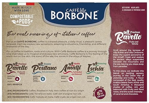 Miniatura 2 de Caffè Borbone Medium Roast Compostable K-Cup Coffee Pods for Keurig Brewers - Ravello Blend, Fruity and Velvety Italian Coffee - 72 Count (6 Packs