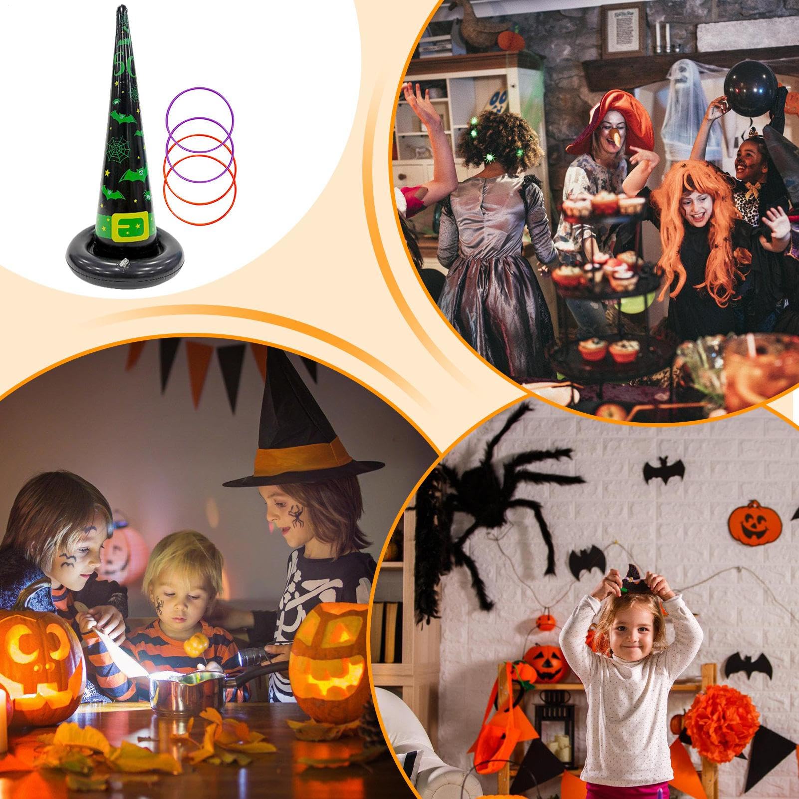 Jeu De Lancer D'Anneaux Halloween pour,avec 4 Anneaux De Lancer Jouets Amusants d'halloween - Jouet De Projection pour Adultes Fête,pour Garçons Filles Adultes Adolescents Famille