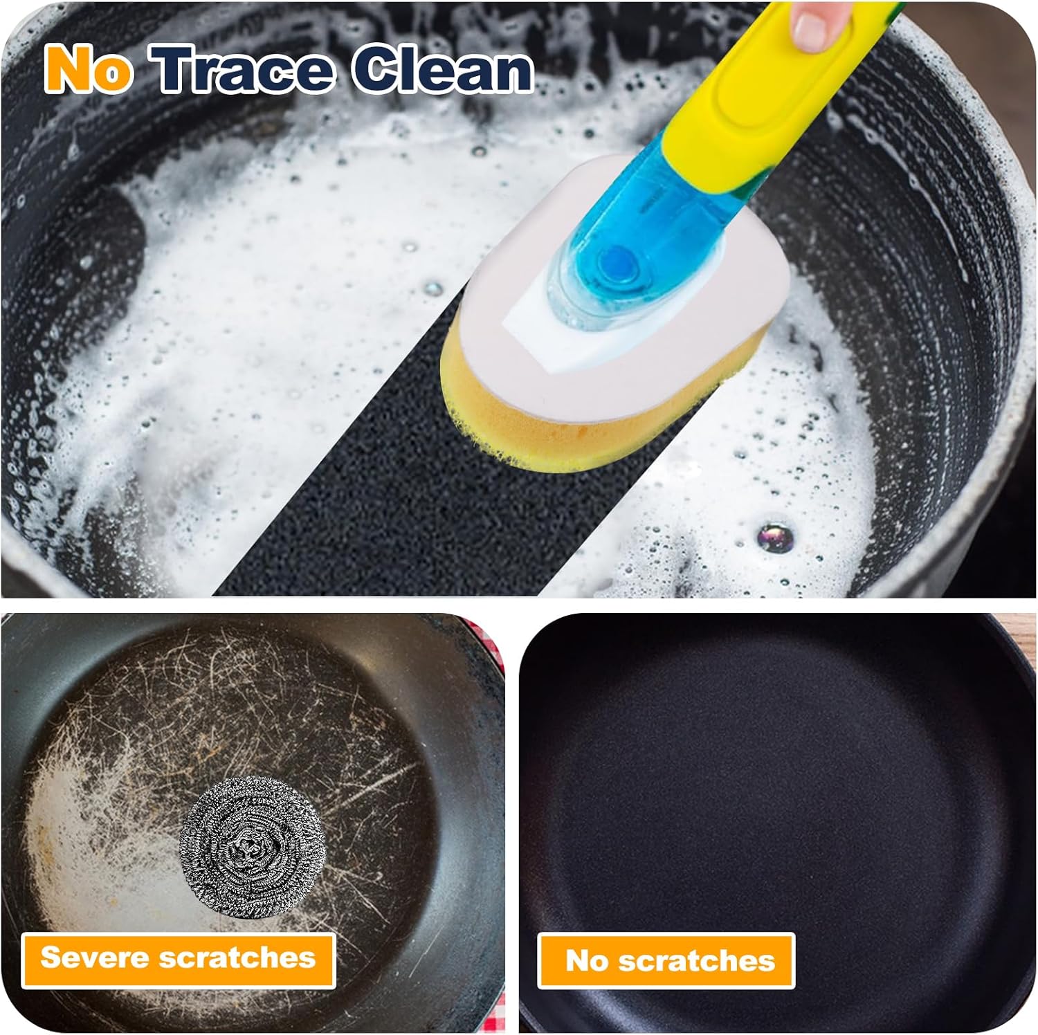 6 Packs Refill Heads Compatible with Dish Daddy,Non-Scratch Wand Refill Sponge Heads Compatible with Scrub Daddy,Upgrade Much Thicker and Durable - Image 4