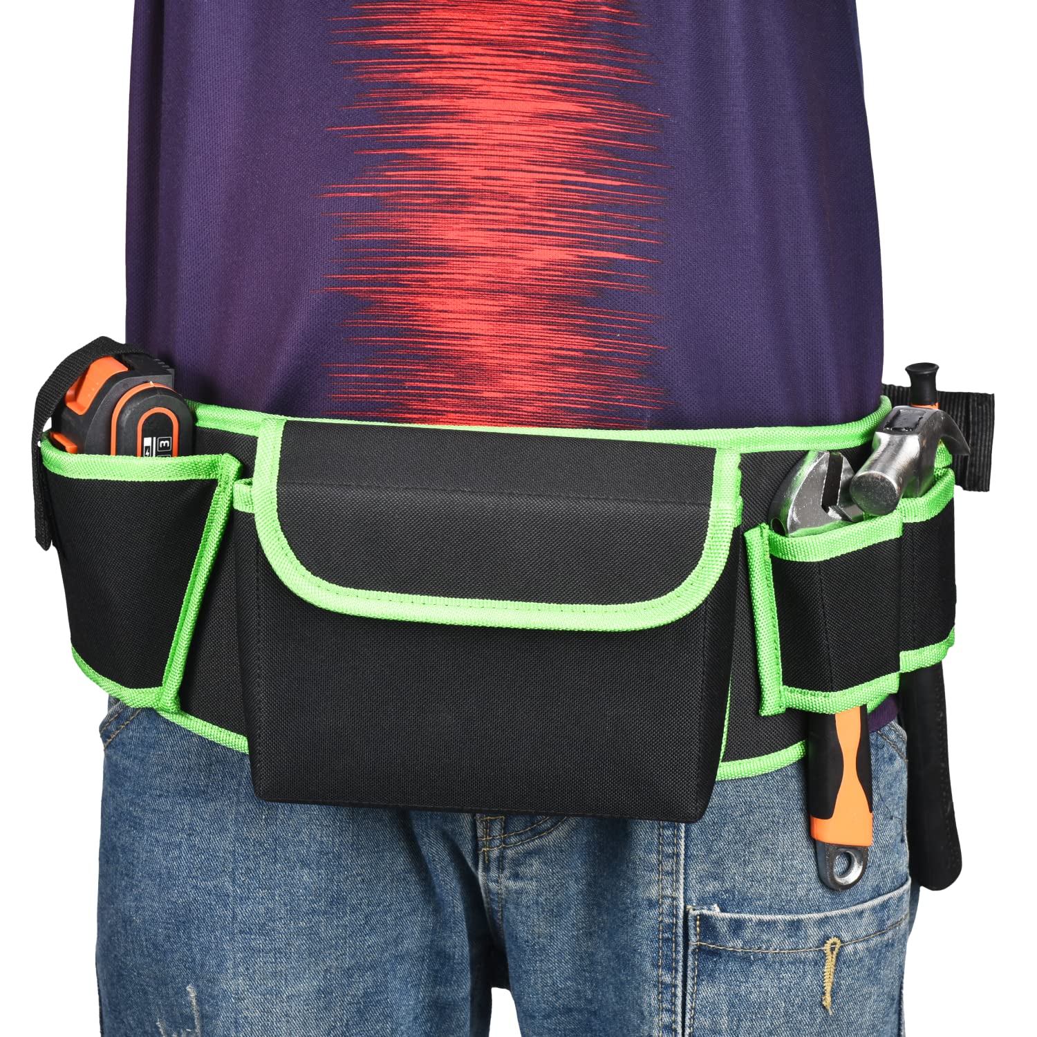 Cintura per attrezzi tascabile - Borsa da cintura per costruzioni - Cintura per falegnami ed elettricisti - Custodia resistente per riporre oggetti - Tasche per cintura per uomo - Fondina per attrez