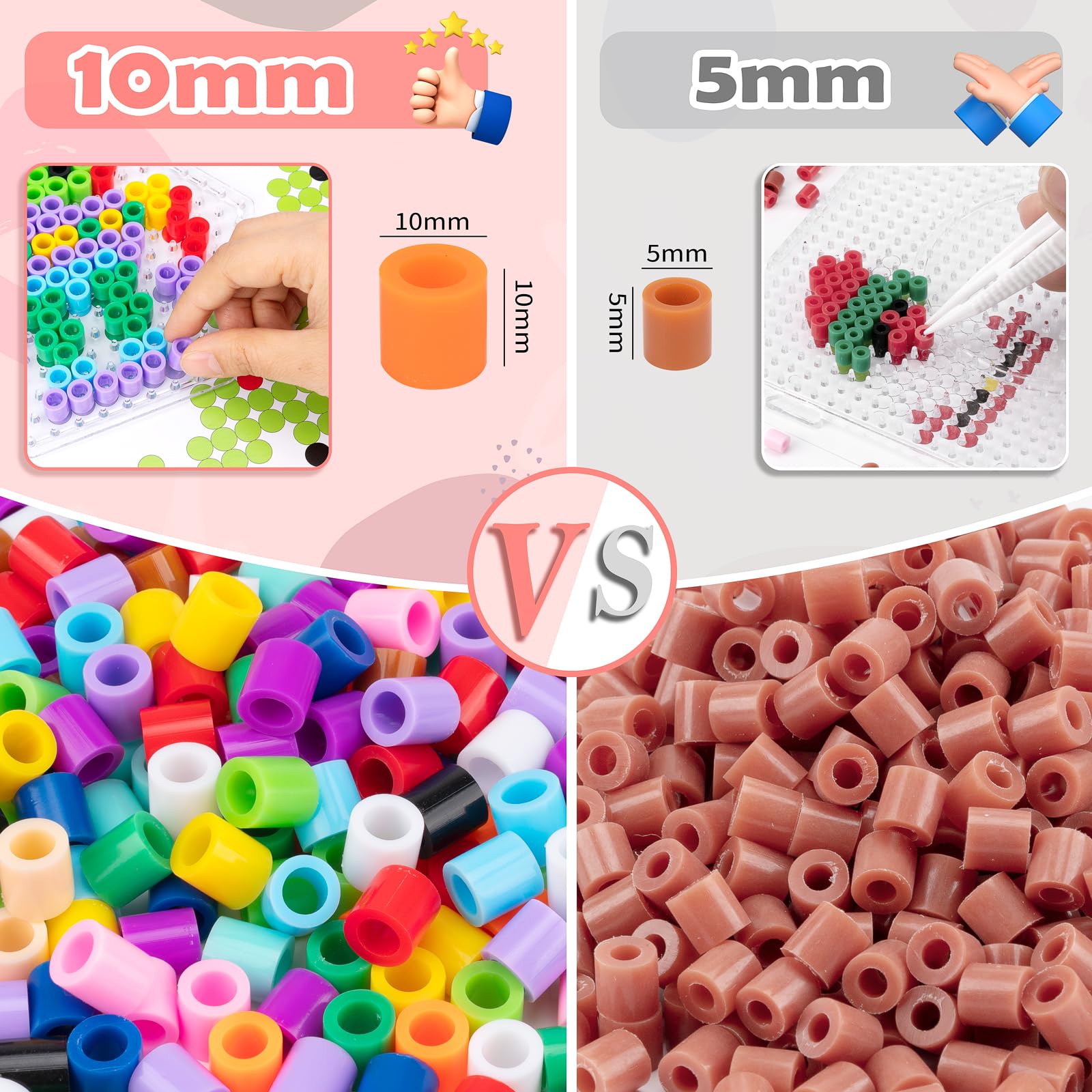 JelyArt Kit Perles à Repasser Enfant – 1500+ Perles XXL 10mm avec Fer à Repasser pour Perles & Modèles – Loisir Créatif Hama Beads Style pour Filles et Garçons dès 3 Ans