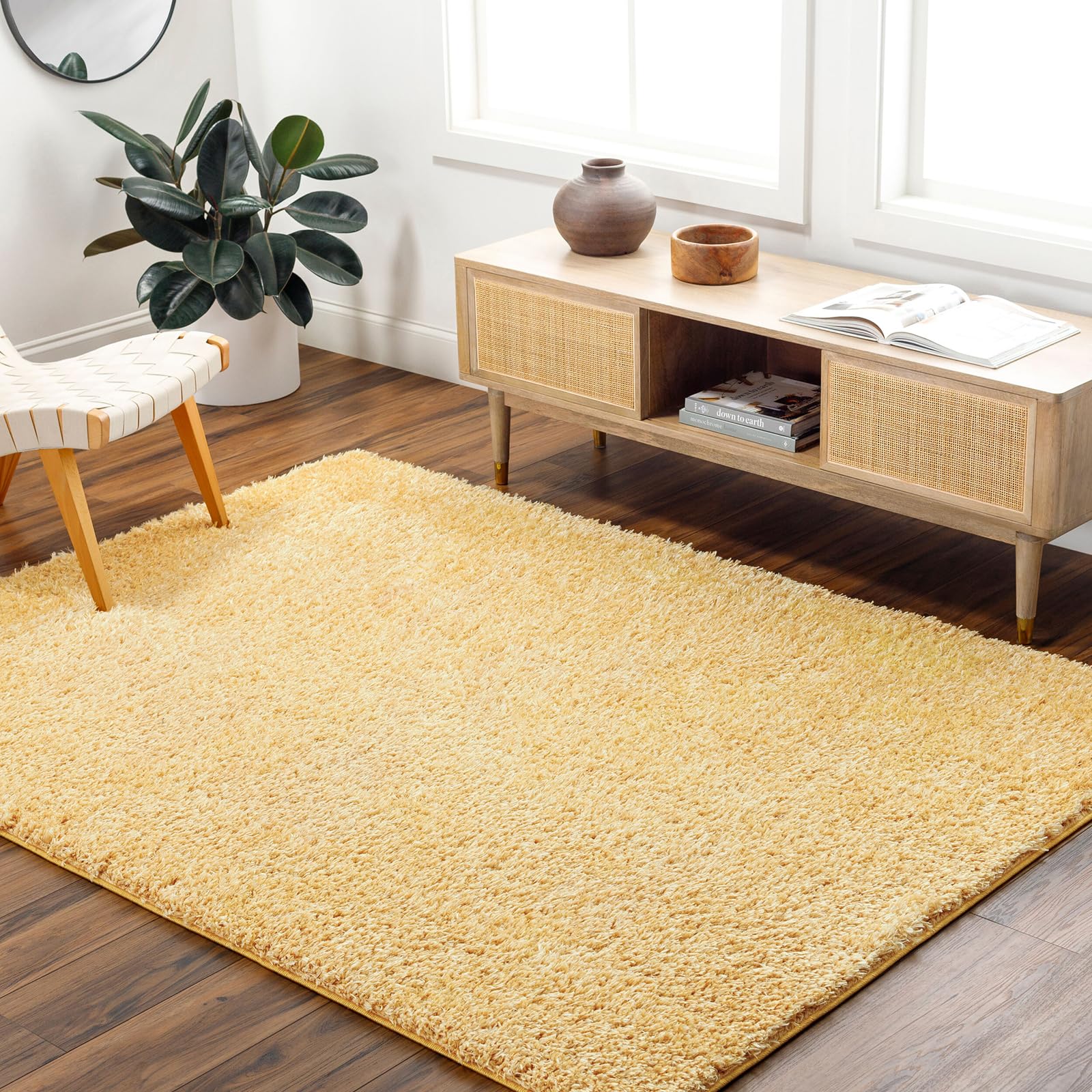 Livabliss Soso Shaggy Berber Carpet 200x275 cm, Living Room & Bedroom, Soft Plush Thick Pile, Neutral Boho Fluffy Style, Easy Care, Mustard