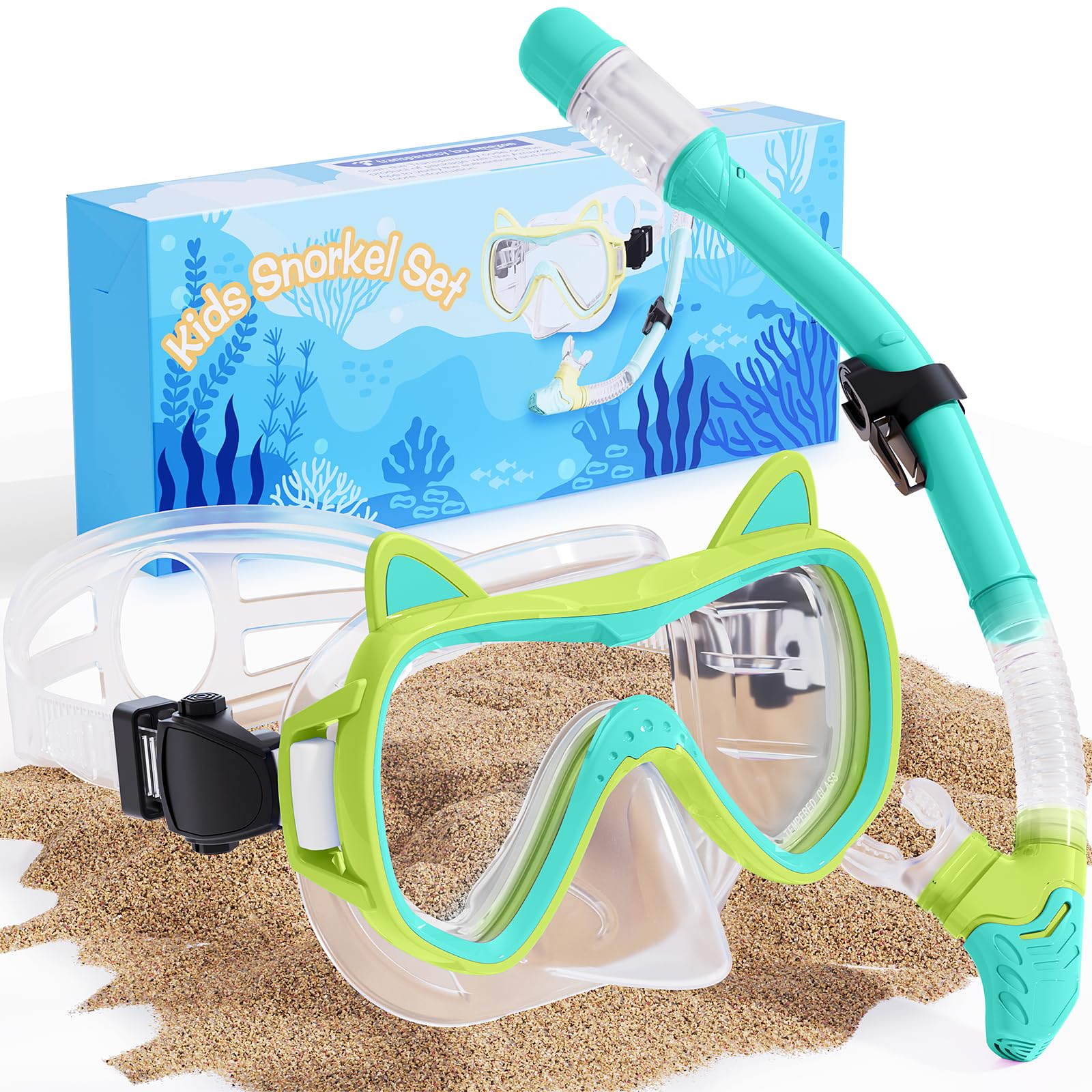 2025 uroczy zestaw do nurkowania dla dzieci, 2-pak, dwukolorowe kolory, sprzęt do snorkelingu ze szkła hartowanego dla dzieci w wieku od 6 lat