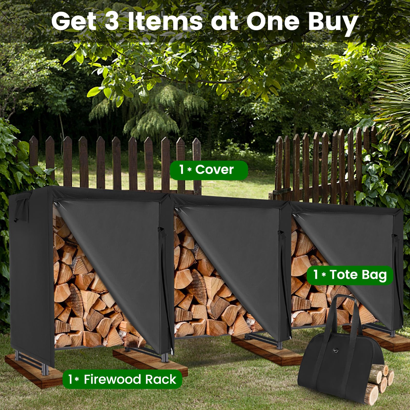 Storage Shed MAYOLIAH Ft Outdoor Indoor Firewood Log Rack With