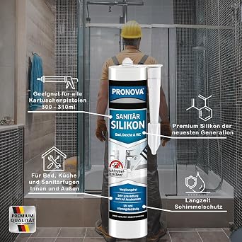 Sanitary Silicone Transparent – Silicone for Sealing & Grouting in the Bathroom Sanitary and Kitchen Area Ideal for Numerous Applications Joints Indoor and Outdoor and Building Materials 300 ml (1)