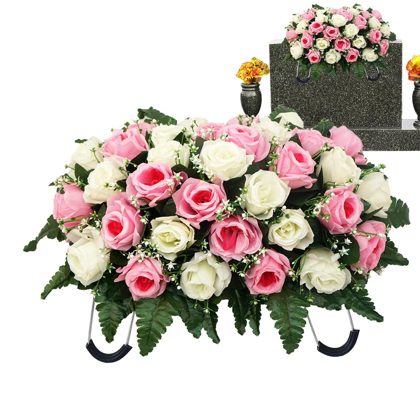 Coussin funéraire pour cimetière et fleurs artificielles de décoration pour tombe extérieure