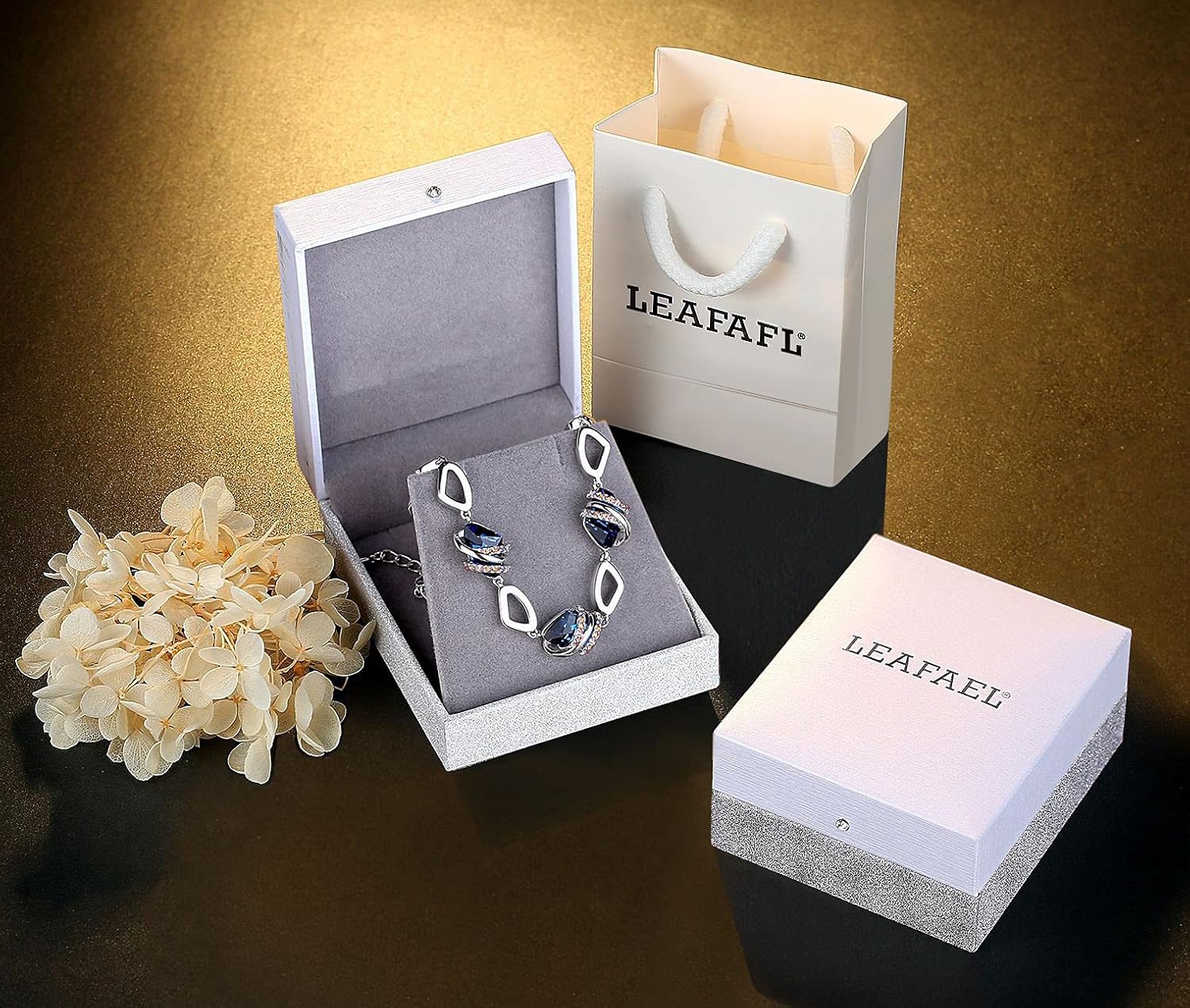 Leafael Wish Stone Link Charm Bracelet with Birthstone Crystals, Rose Gold Plated or Silver-tone, 7"+2" - Image 4