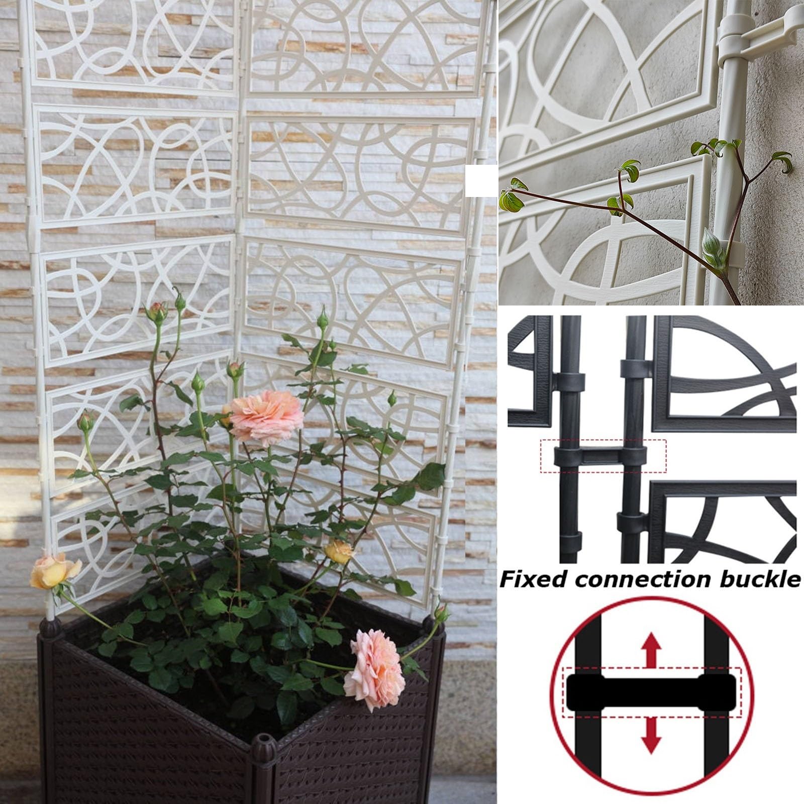 Treillis métallique pour plantes grimpantes, cadre de support pour fleurs, clématites, vignes et légumes, treillis de jardin intérieur, treillis enduit de polyéthylène noir, 81 x 150 cm, 1 pièce