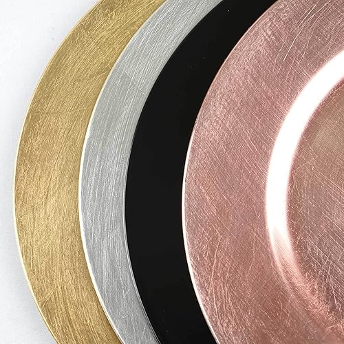 Miniatura 5 de Efavormart - Paquete de 6 platos de plástico acrílico redondo negro de 13 pulgadas, decoración de mesa de cena