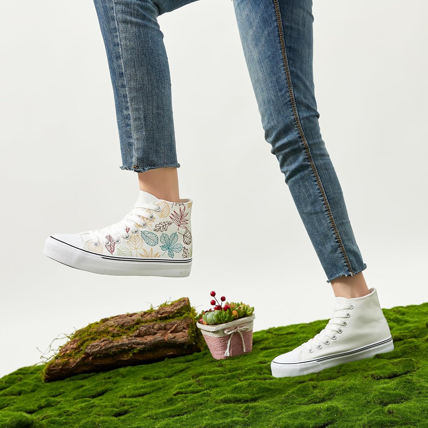 ZGR Womens High Top Canvas Sneakers,Lace-up Canvas Shoes,Casual Tennis Walking Shoes - Image 8