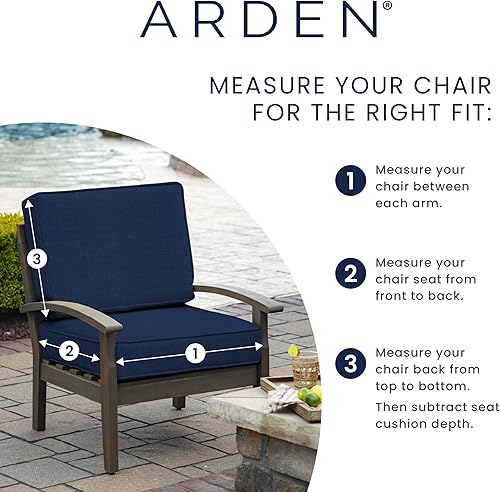 Miniatura 12 de Arden Foam - Juego de cojines para asientos profundos para exteriores, 24 x 24 pulgadas, fabricados con espuma ProFoam, resistente a la lluvia y a