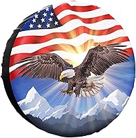 Vista 1 de Cubierta de Neumático de Repuesto Bandera de Águila Americana Poliéster Universal Impermeable Protección contra la Corrosión Cubiertas de Rueda