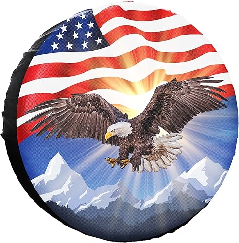 Cubierta de Neumático de Repuesto Bandera de Águila Americana Poliéster Universal Impermeable Protección contra la Corrosión Cubiertas de Rueda para
