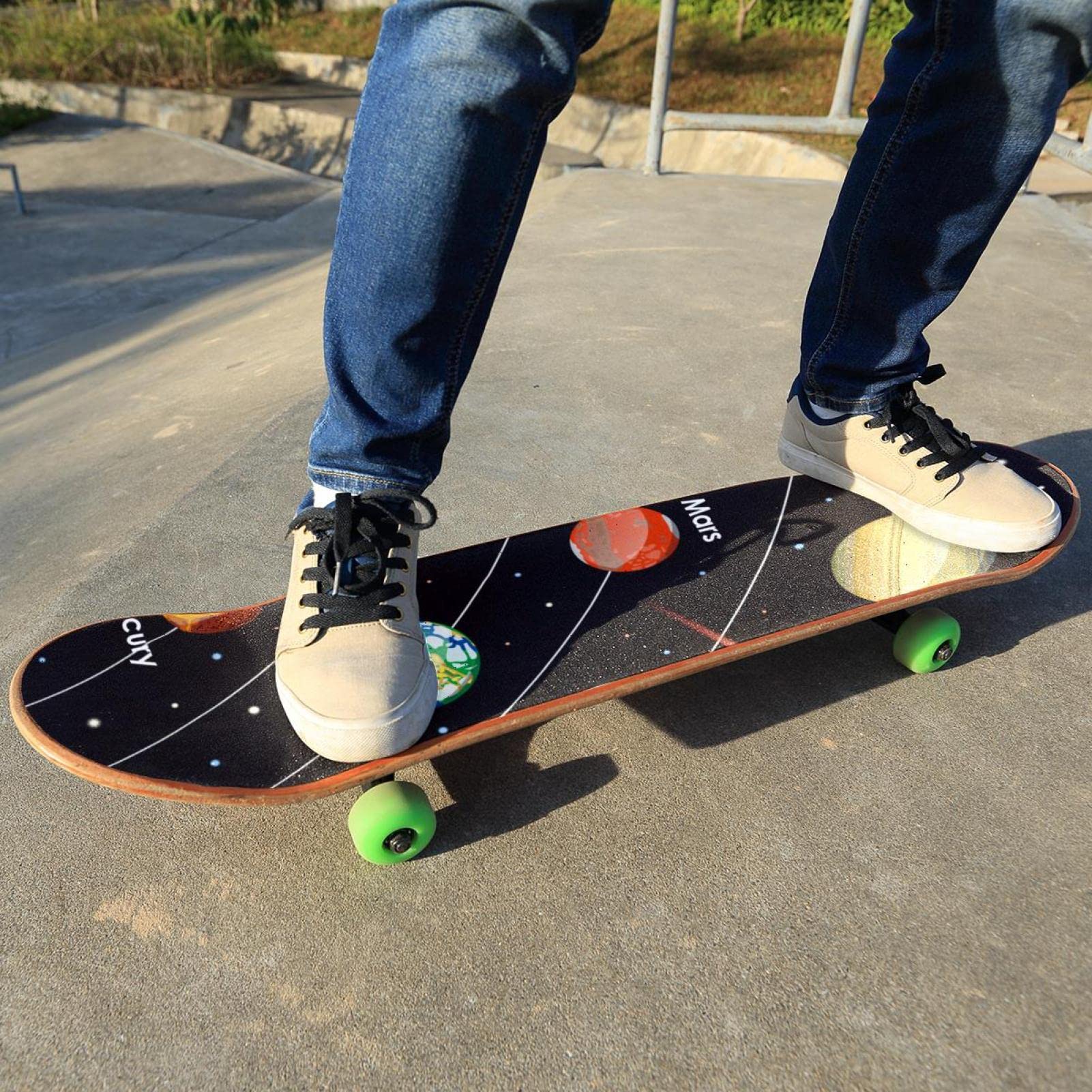 Outer Space Planeten Sternenhimmel, 2 Stück Skateboard-Griptape Bogen Schleifpapier Longboard Aufkleber Roller Deck Sandpapier