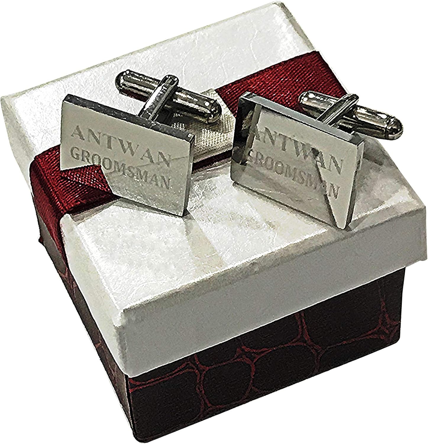 6 Cuff link sets groomsmen gift sets - Best Man - Usher - Officiant wedding gift - Engraving included boxes included