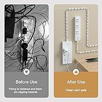 Vista 2 de Soporte Adhesivo para Enchufes sin Perforaciones, Kit de 10 Soportes para Regletas de Alimentación y 40 Clips para Cables, Soporte Autoadhesivo