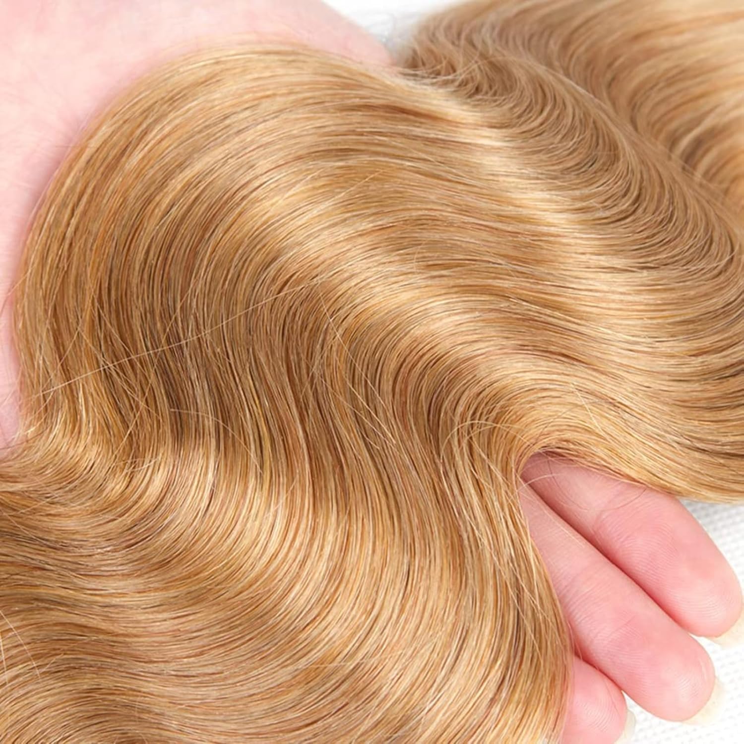 Honey Blonde Bundles Human Hair - 12A Body Wave Bundles Human Hair,16inch Soft bouncy boho hair for braiding,Double Weft Extensions #27 Color Boho Human Hair Bundles (#27body wave 1 bundle, 22 Inch)