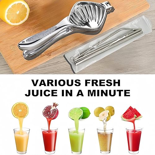 Miniatura 9 de WUJIE Exprimidor manual de cítricos de acero inoxidable de alta calidad, prensa manual de limón y lima con gran capacidad, prensa profesional de
