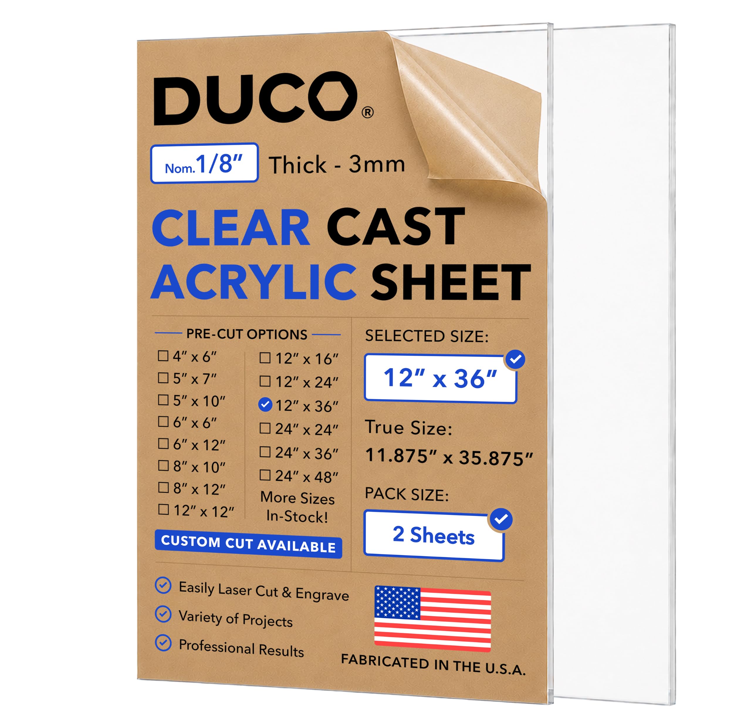 Clear Acrylic Sheet - 12"x12" Plexiglass -13