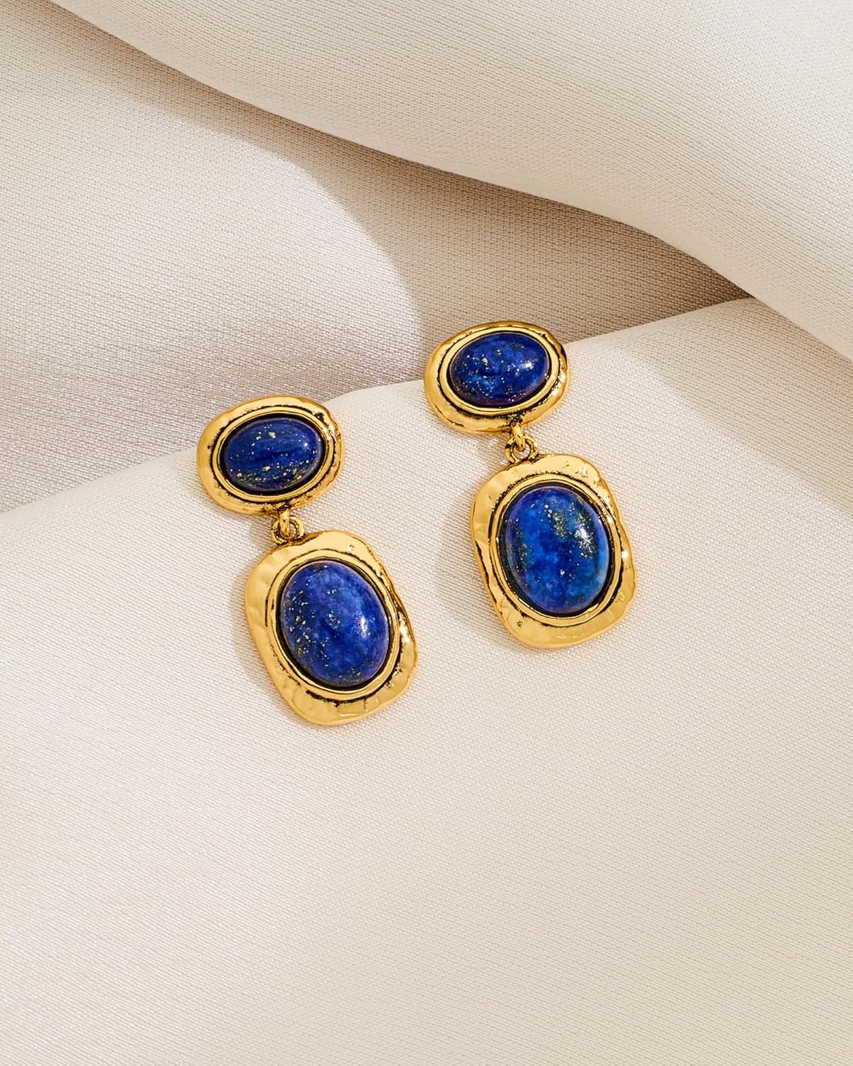 Gold Dangle Earrings For Women With Blue Resin Bead Victorian Statement Earrings Dainty Trendy Jewelry Gift - Image 4