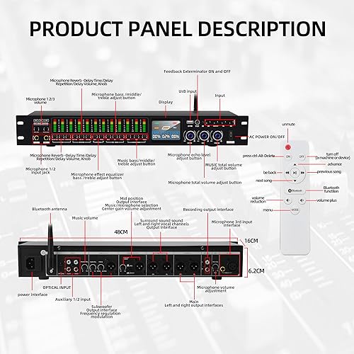 Vista 9 de K-6 Mezclador Profesional de Karaoke Digital de Pre-Escenario Efector Anti-aullido Procesador de Audio Mezclador de Karaoke Reverberator con Efecto