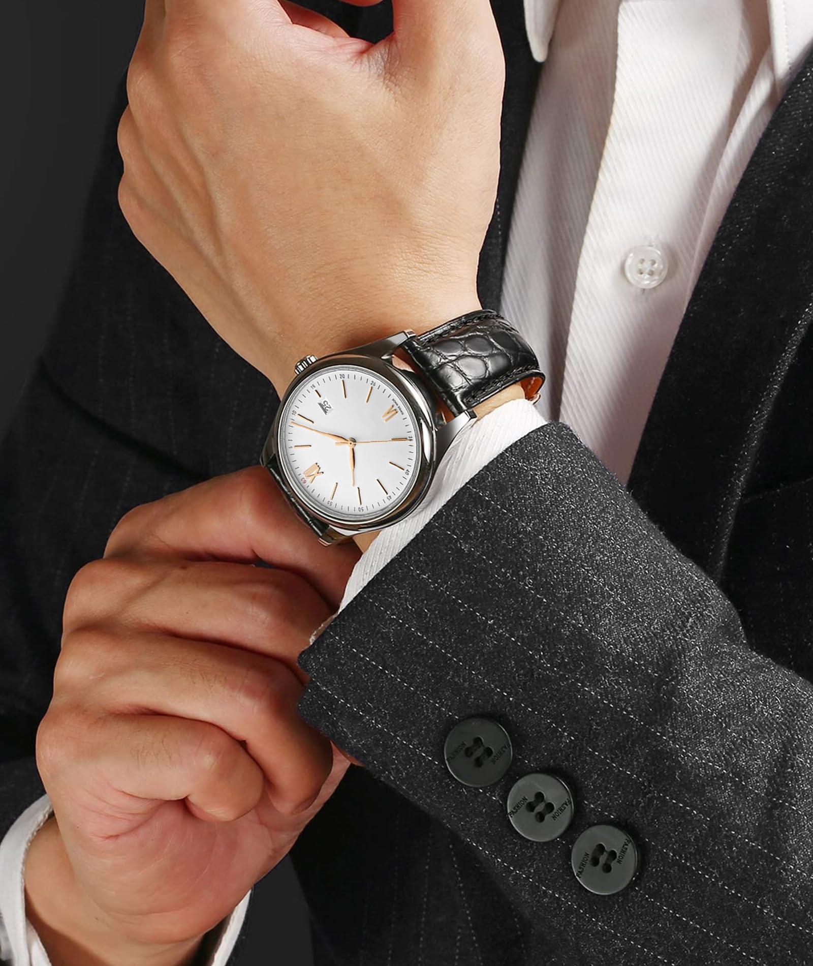 BINLUN Correa Reloj de Cuero Correas Piel de Cocodrilo Relieve para Hombre Mujer 18 mm 19 mm 20 mm 21 mm 22 mm Hebilla Plegable de Liberación Rápida Moda Clásica Artesanal