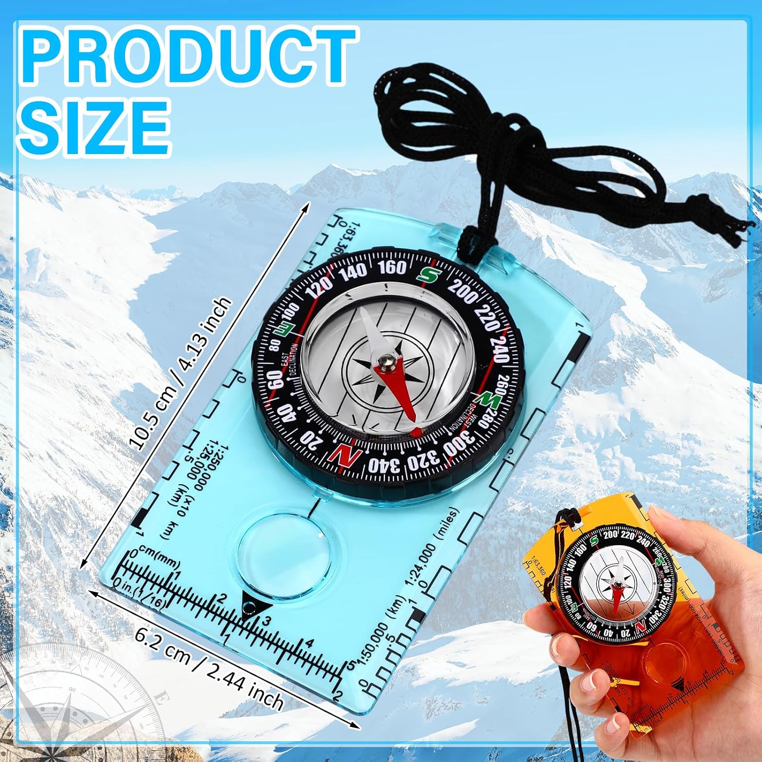 Geiserailie Acrylic Compass Bulk Orienteering Compass Hiking image 2