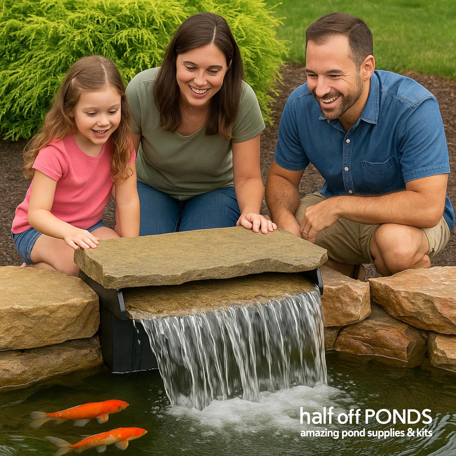 HALF OFF PONDS 16-Inch Filtering Waterfall Spillway for Ponds and Waterfall Streams up to 4,500 gallons. Includes Waterfall Box and Rock Lid and Lip
