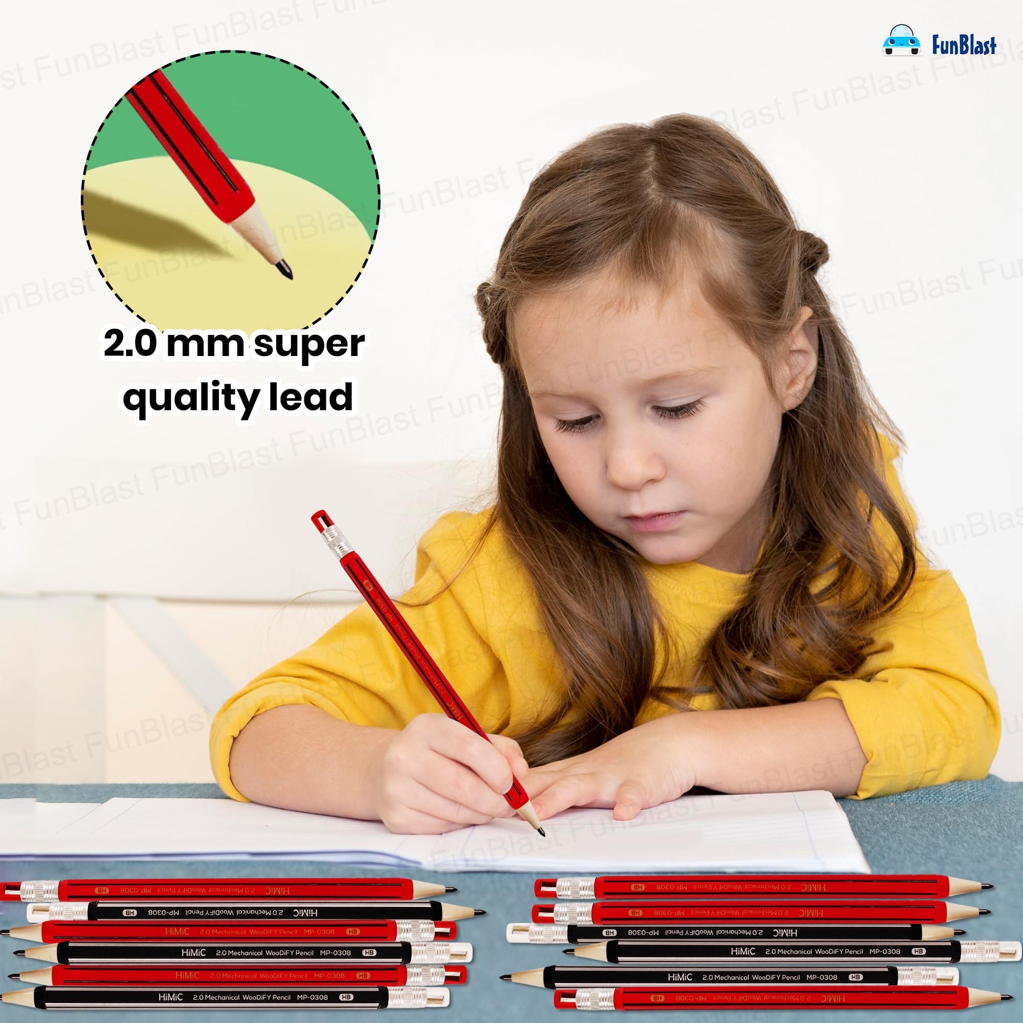 FunBlast Mechanical Pencil with Sharpener for Kids – 12 Pcs Pre-Sharpened Pencils for Kids, Kawaii Pencils for Kid, Cute Pen-Pencil, Return Gift for Children, Pencil for Drawing and Shading 4