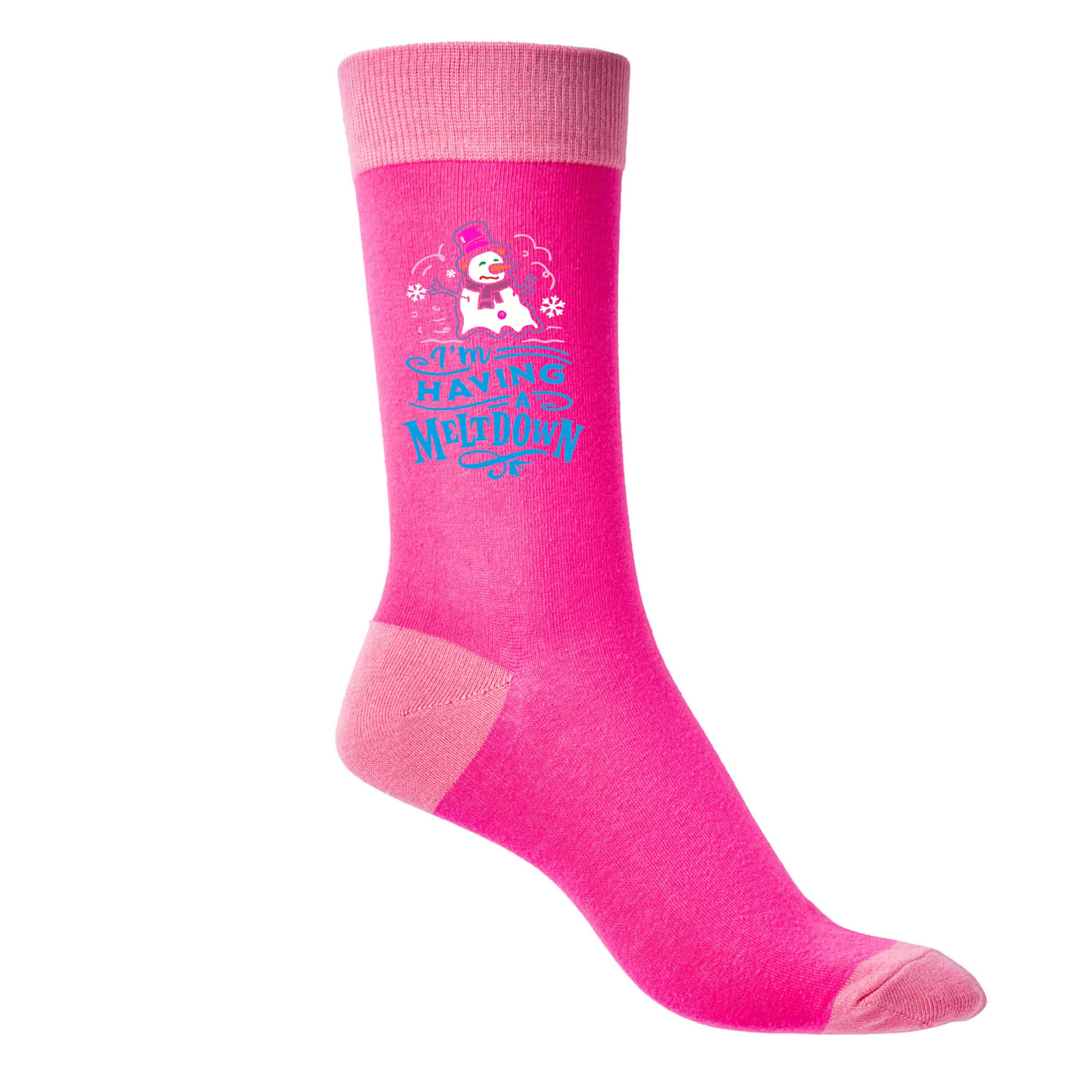 Print4u Women's Pink I'm Having A Meltdown Socks Xmas Gift Funny Joke Present